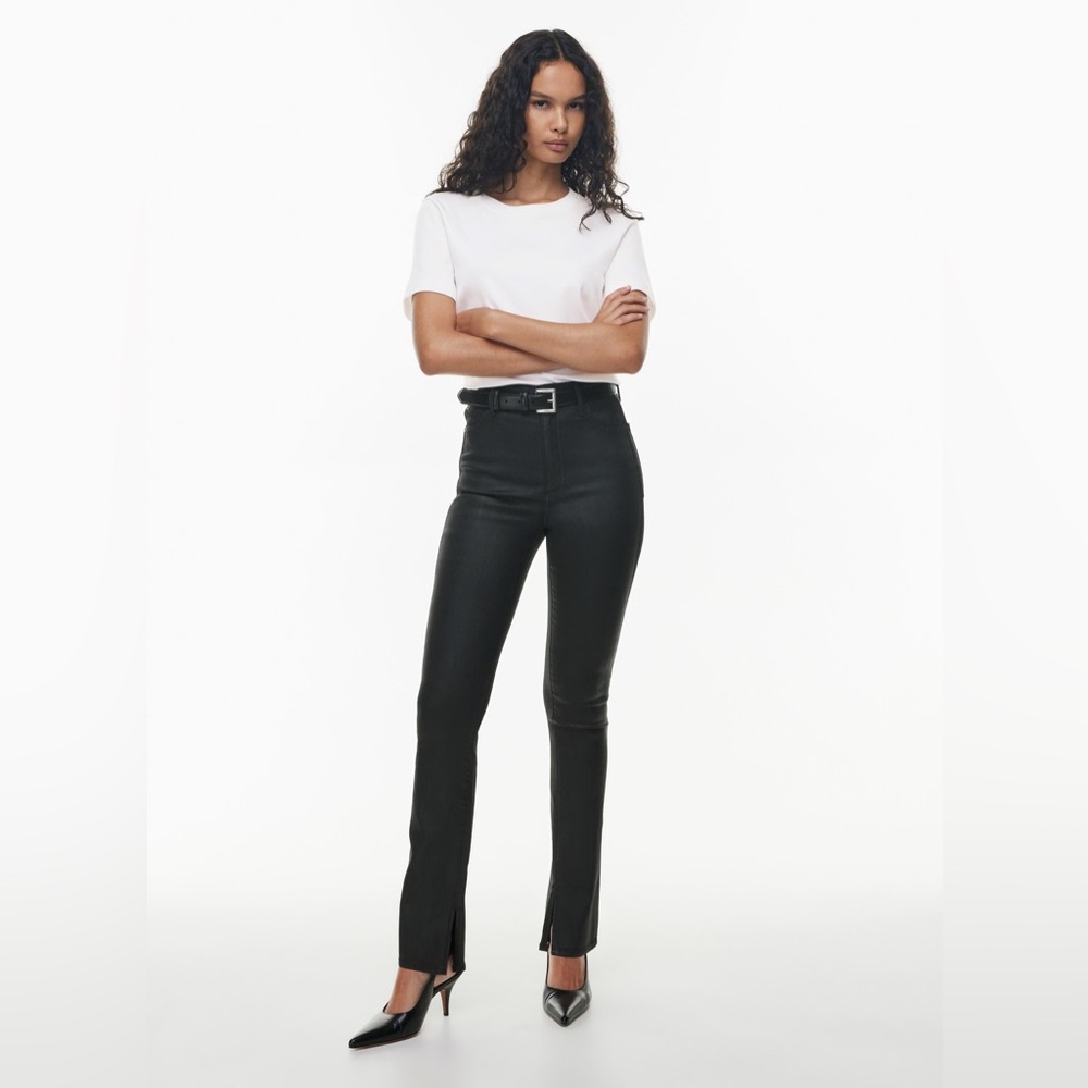 Denim Forum Size 25 The Lola Split Hi-Rise Skinny Jean - Coated Stay Black